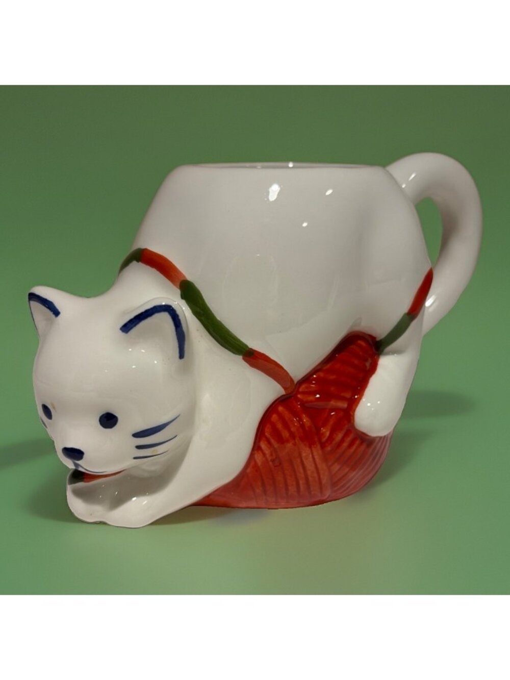 Wondershop Figural Cat Mug 15 Oz Playful Kitten with Yarn Colorful Cat Lover